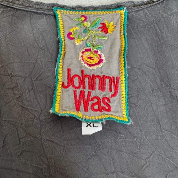 Johnny Was Gray Embroidered Lace Trim Tunic Top XL - Picture 10 of 12
